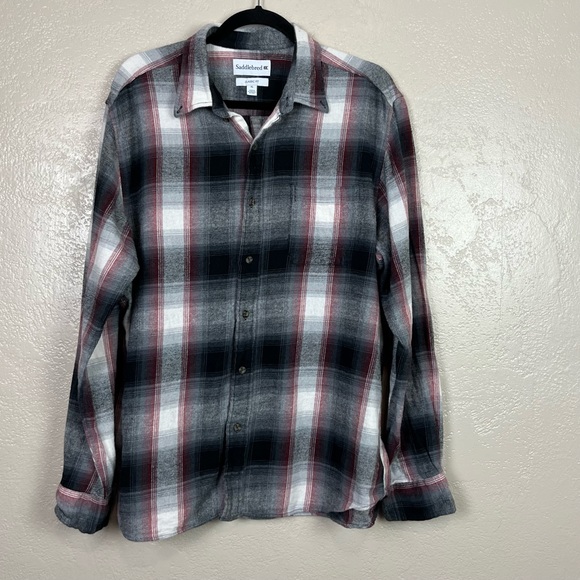 Saddlebred classic fit men long sleeve bottoms down multicolor‎ plaid  shirt XL - Picture 1 of 13